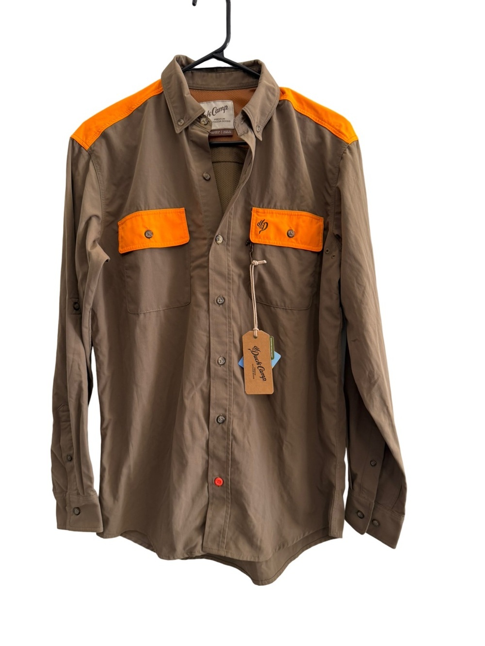 NWT DUCK CAMP Button Down Hunting Shirt Brown Orange Size Small